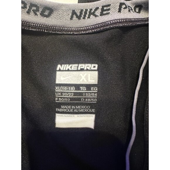 Nike Pro Womens XL Combat Dri-Fit Fitted V-neck Athletic Shirt BLACK Gym Workout - Picture 4 of 5